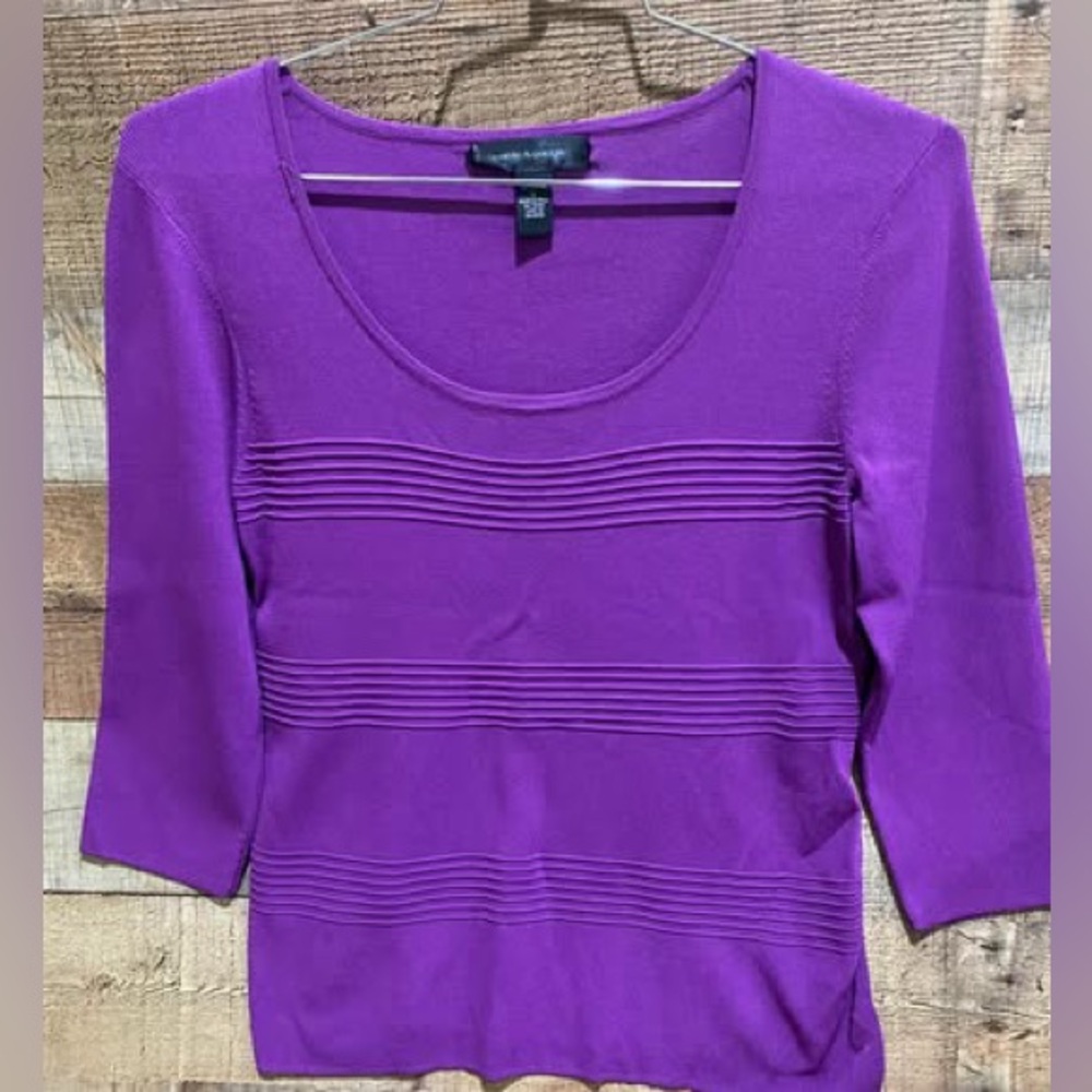 Cable & Gauge Vibrant Purple Scoop Neck Sweater Size Large